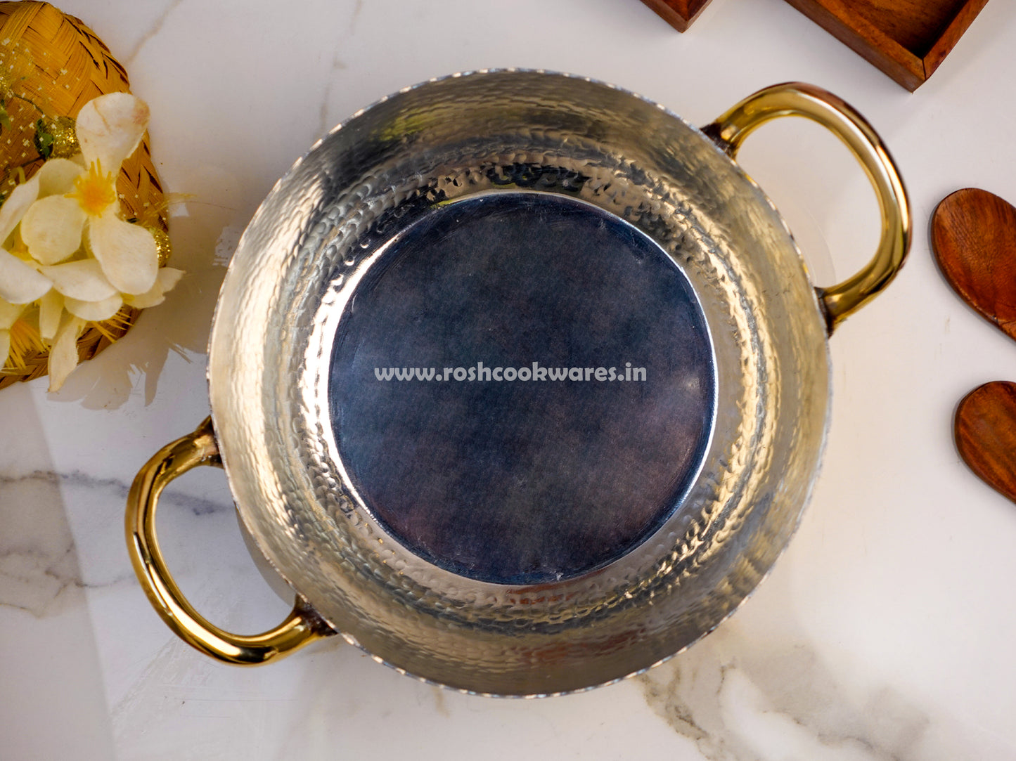 Brass Kadai Hammerred - With Tin Coating Inside .