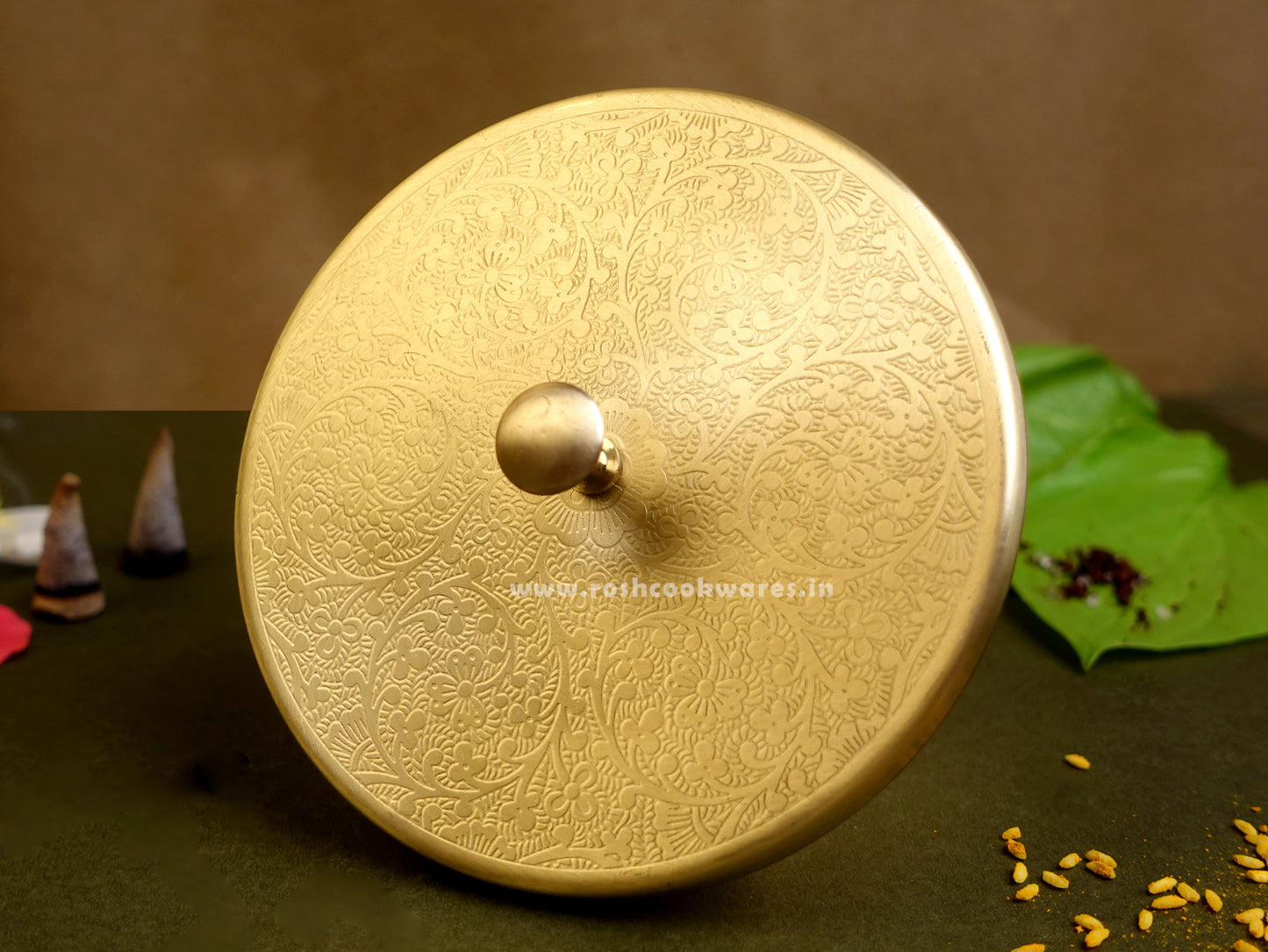 Spice Box - Pooja Box - Brass - Mat Finish - Floral .