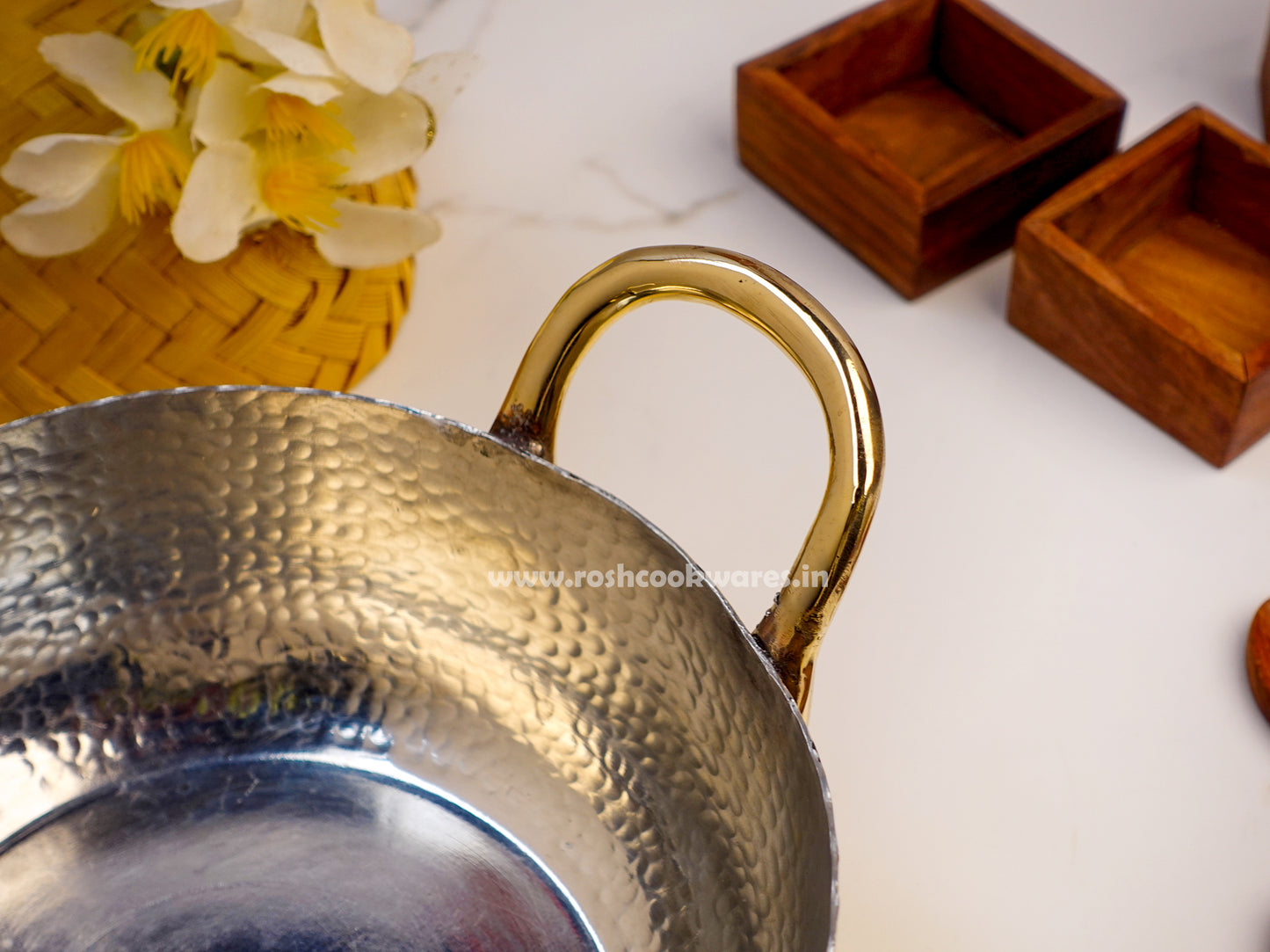 Brass Kadai Hammerred - With Tin Coating Inside .