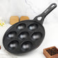 Paniyaram Pan Cast Iron - Jumbo 7 Pit Round  Induction Base Long Handle .