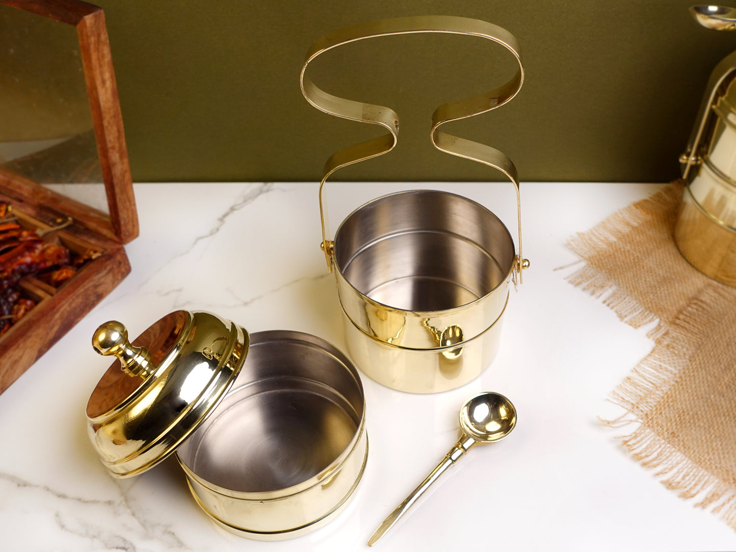 Brass - Tiffin Box - With Kalai (Eeyam) - 2 Box.