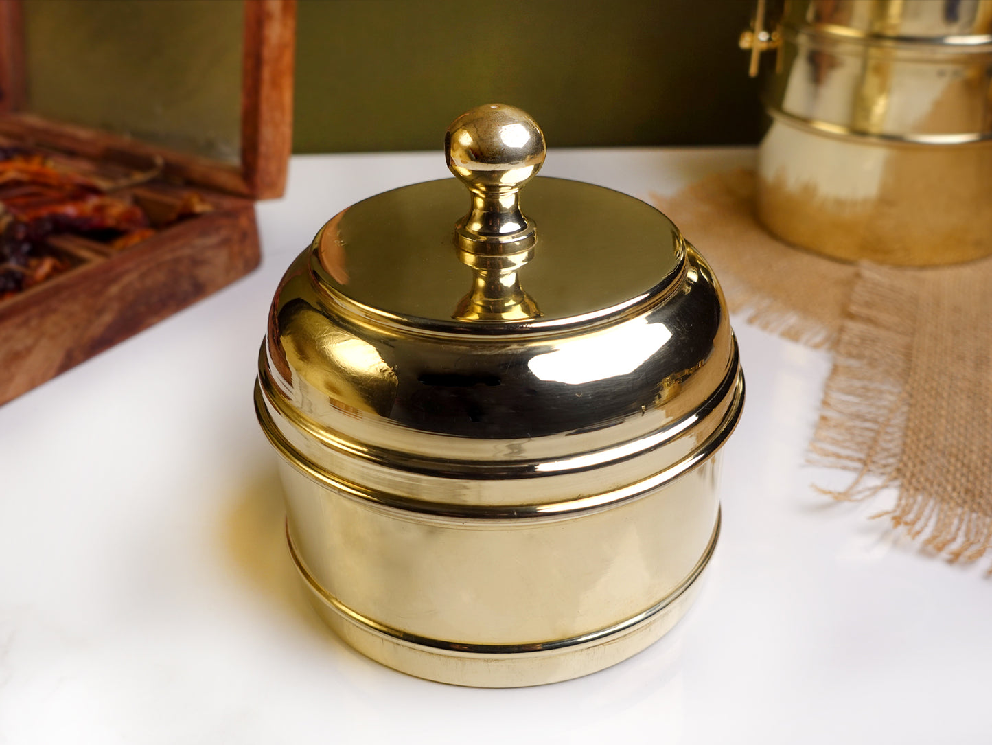 Brass - Tiffin Box - With Kalai (Eeyam) - 2 Box.