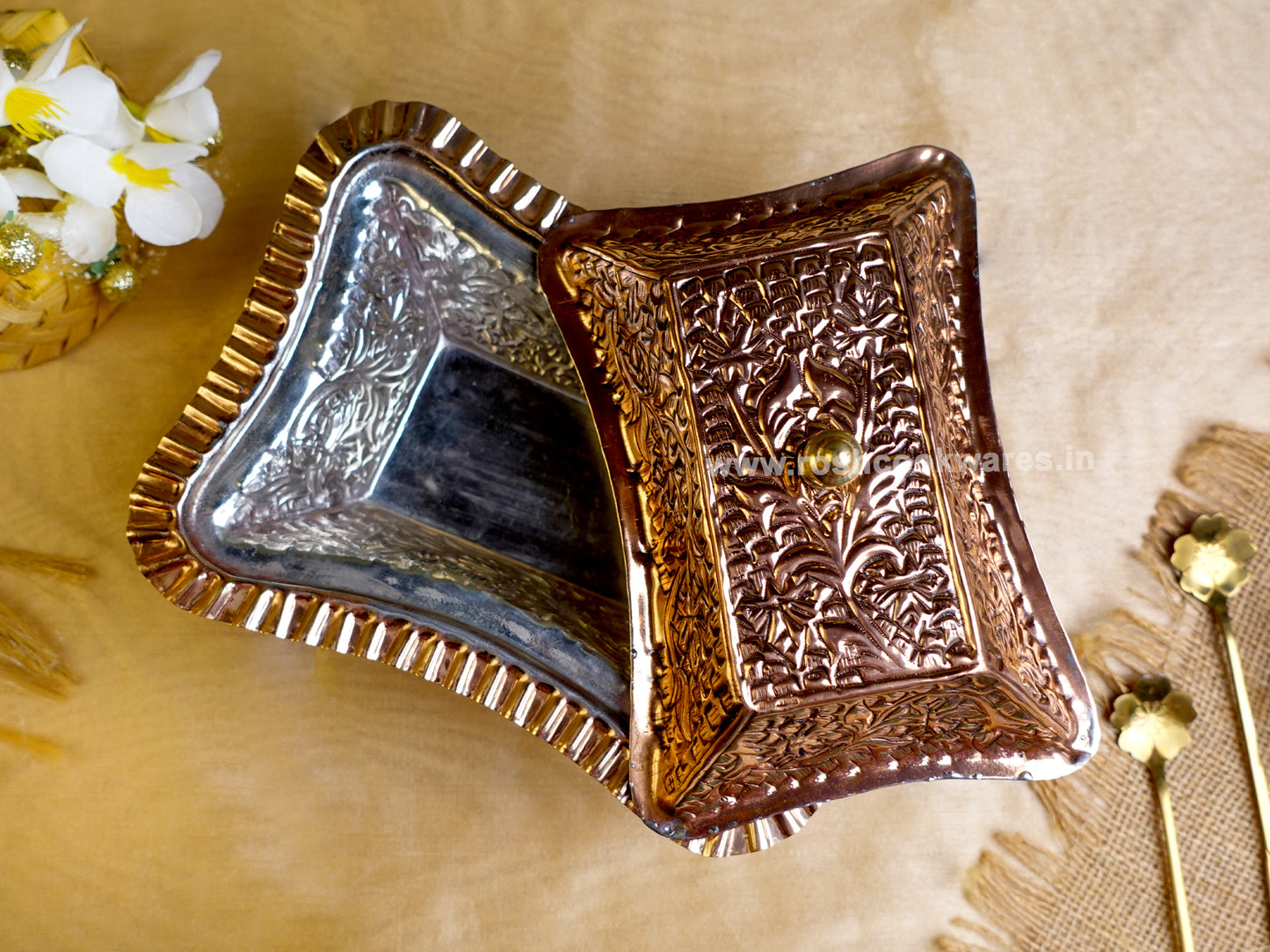 Brass Butter Keeper -  With Tin - Antique .