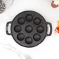 Paniyaram Pan - Cast Iron - Full Flat Base - 9 Pit - With Lid.