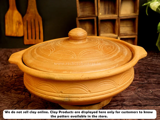 Clay - Handi/Pot - Cooking and Serving - With Lid.