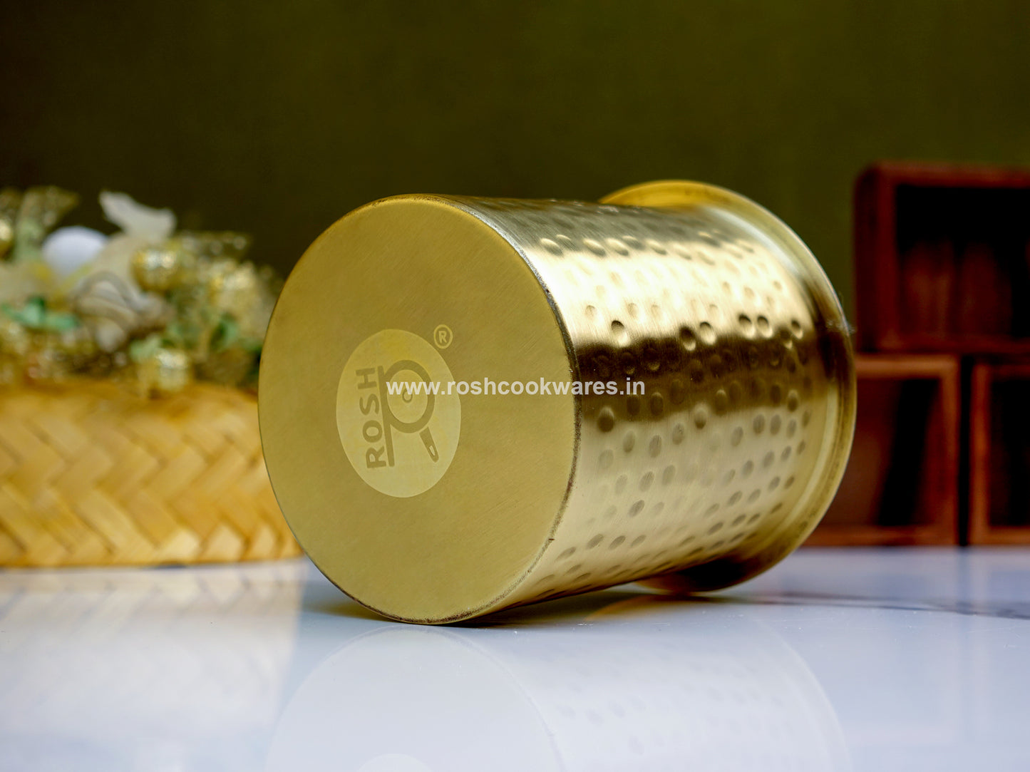 Ghee Pot - Brass With Tin - Hammerred Pattern. Mat Finish.