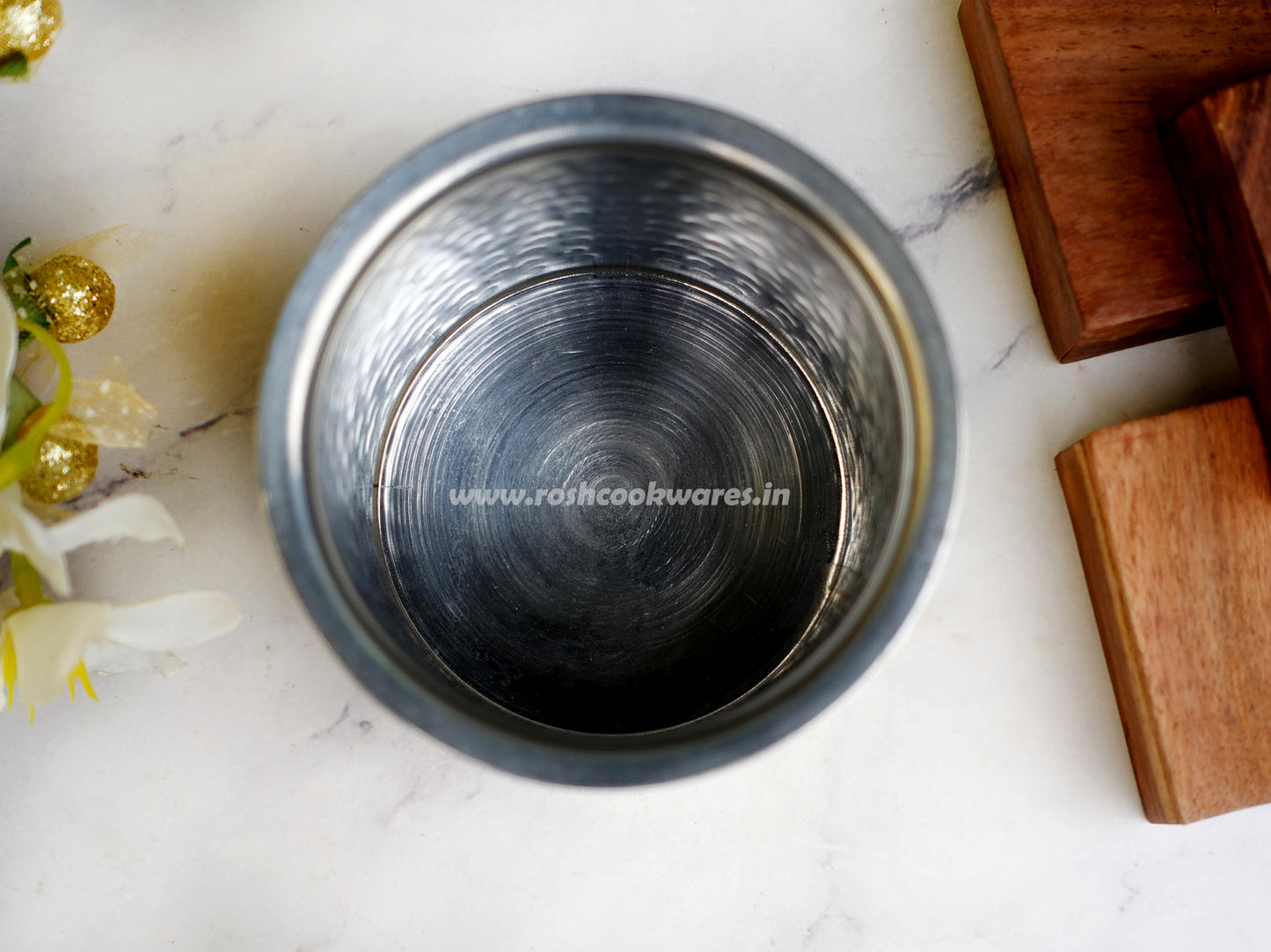 Ghee Pot - Brass With Tin - Hammerred Pattern.