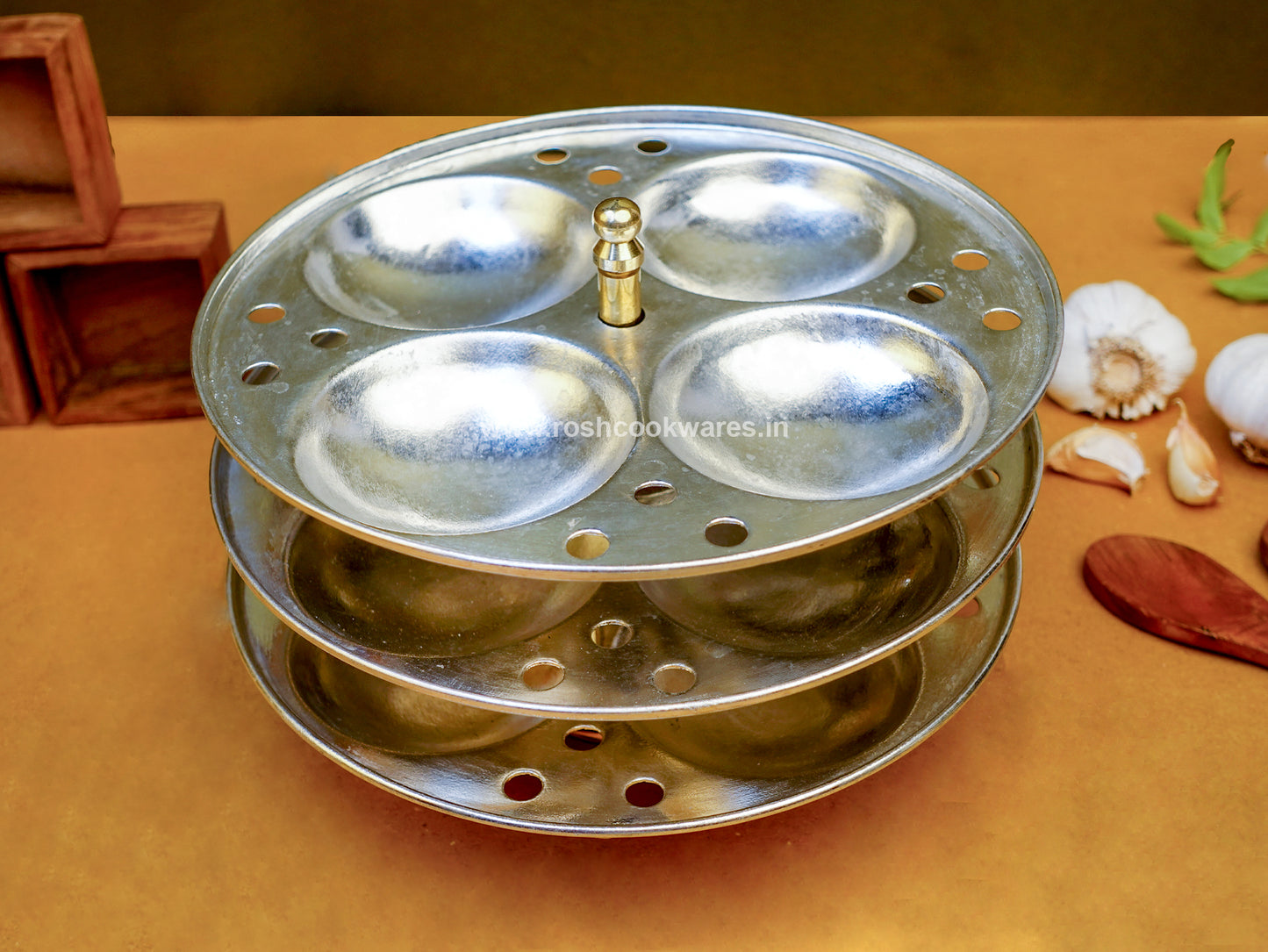 Brass Idli Pot - Trendy - Tin Coated (Plates , Pot Base & Below Lid)