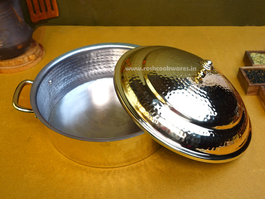 Brass - Biryani Pot - Doomed Top - With Eeyam (Kalai)