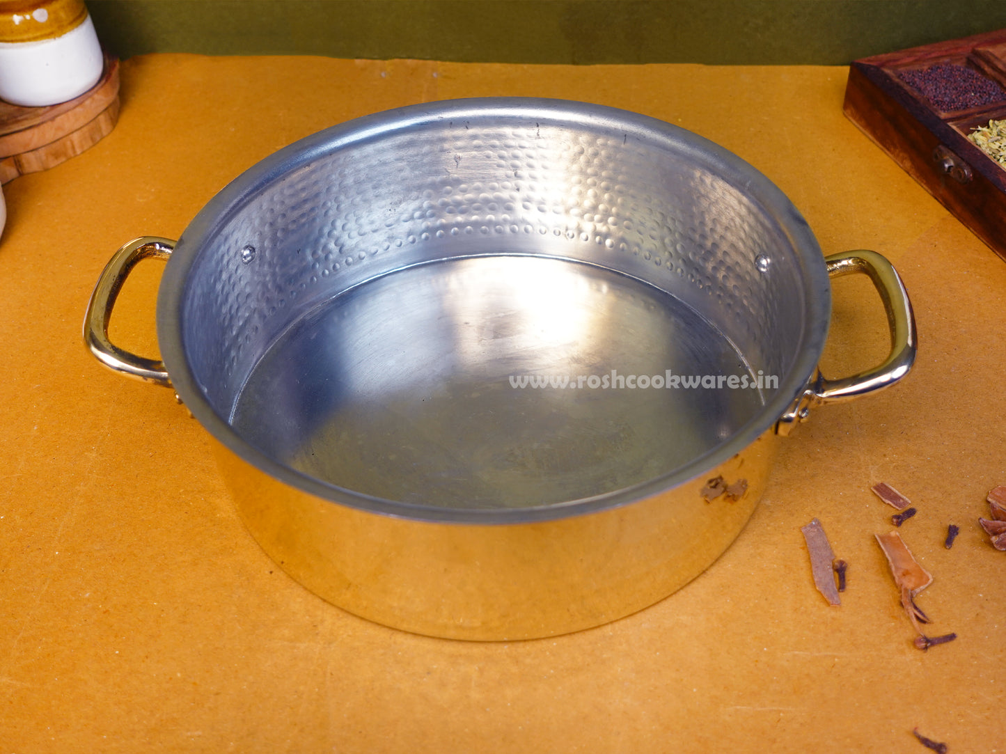 Brass - Biryani Pot - Flat Top -  With Eeyam (Kalai)
