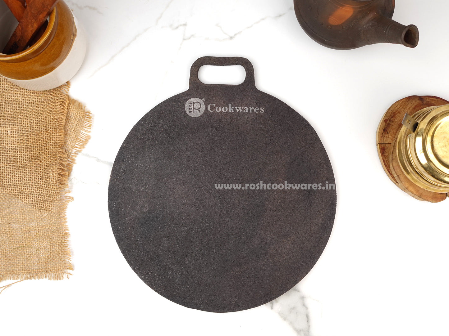Dosa Tawa - Cast Iron - Single Handle - Grinded 11 Inch Dia - Butterfly Handle .