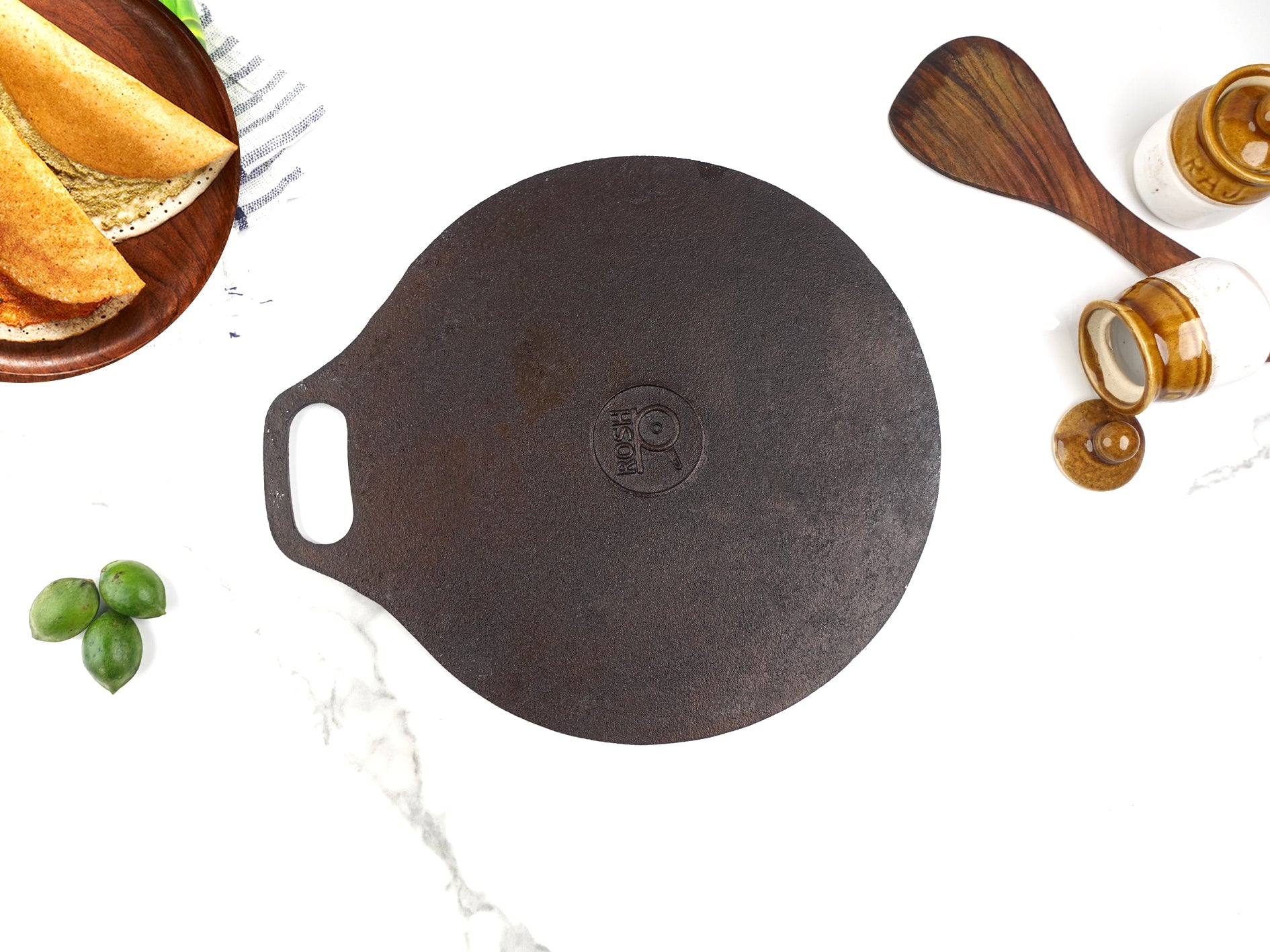 Dosa Tawa - Cast Iron - Double Handle - Grinded. – Rosh Cookwares.