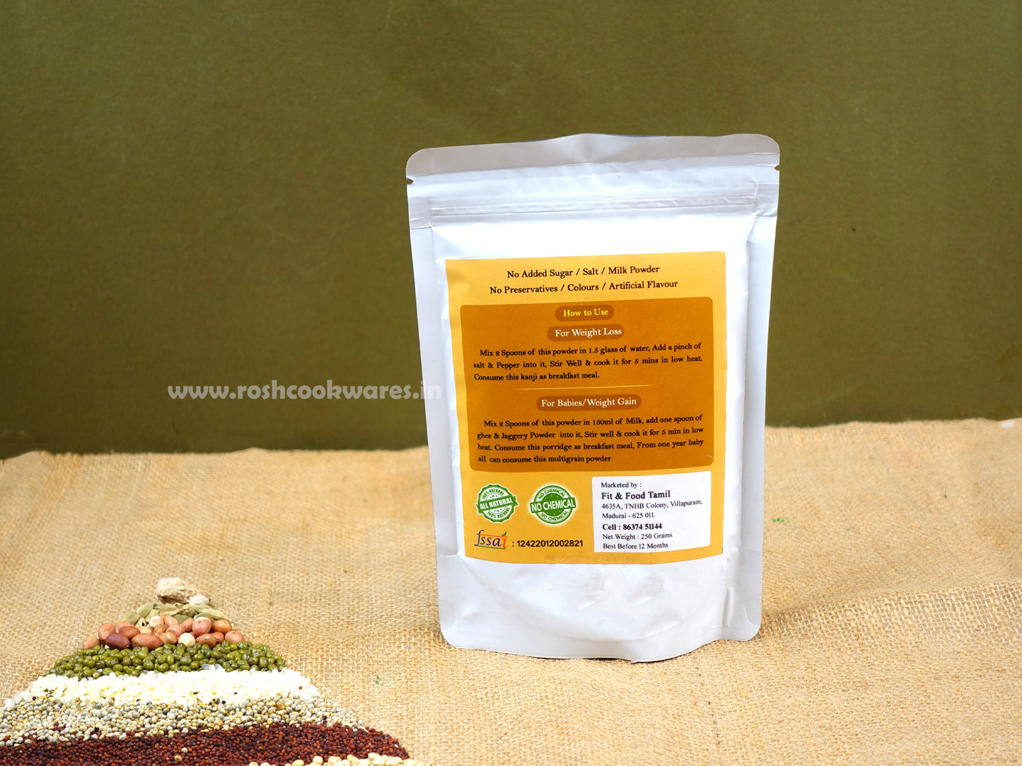Multi Grain Health Mix Powder - 18 Natural Ingredients. (Home Made From Fit & Food).