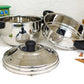 Idly Cooker - Steel - (Straight Body ) - 3 Plates 12 Pit Idli - 1 Plate Mini Idli -1 Steamer . . Plain Bottom .