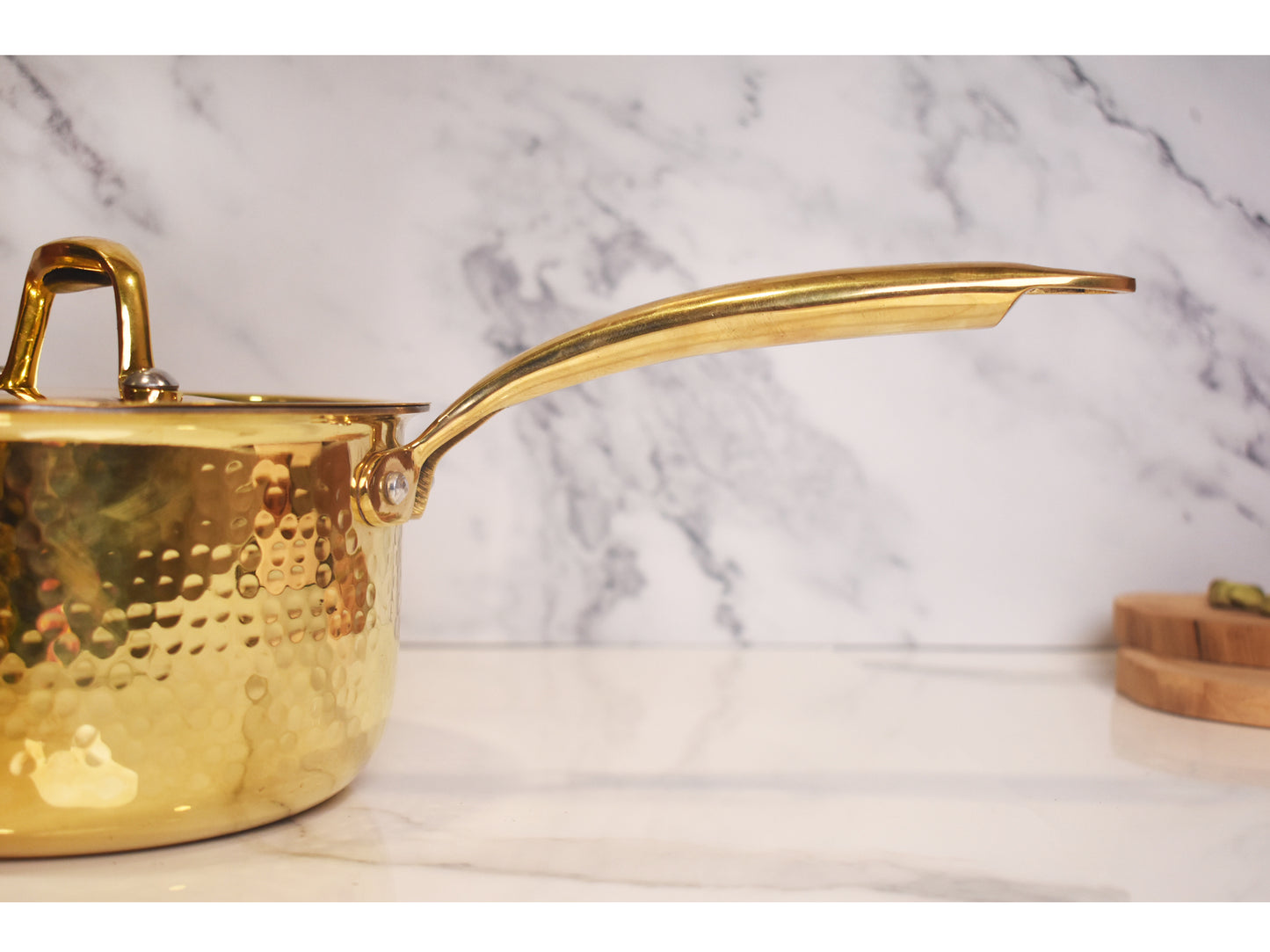 Brass Sauce Pan - With Tin Coating - Hand Hammerred.