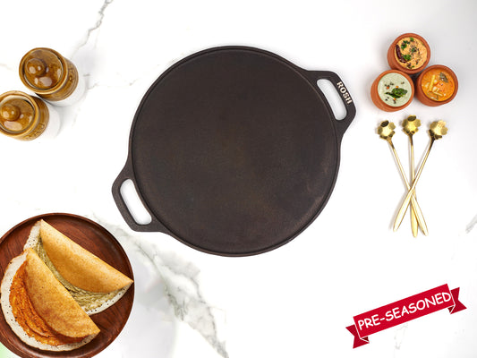 Dosa Tawa - Cast Iron - Double Handle - Non Grinded.